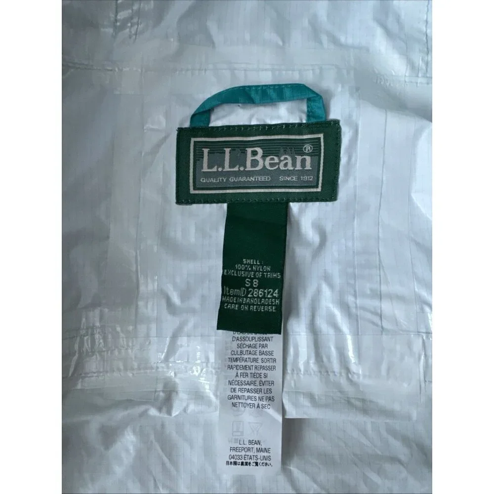 LL Bean Nylon Full Zip Hooded Raincoat Light Weight Size S (8)